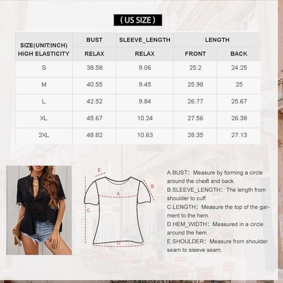 NWOT Dokotoo Lace Crochet  Flowy Short Sleeve Solid Casual Button Down M Blue - Picture 4 of 6